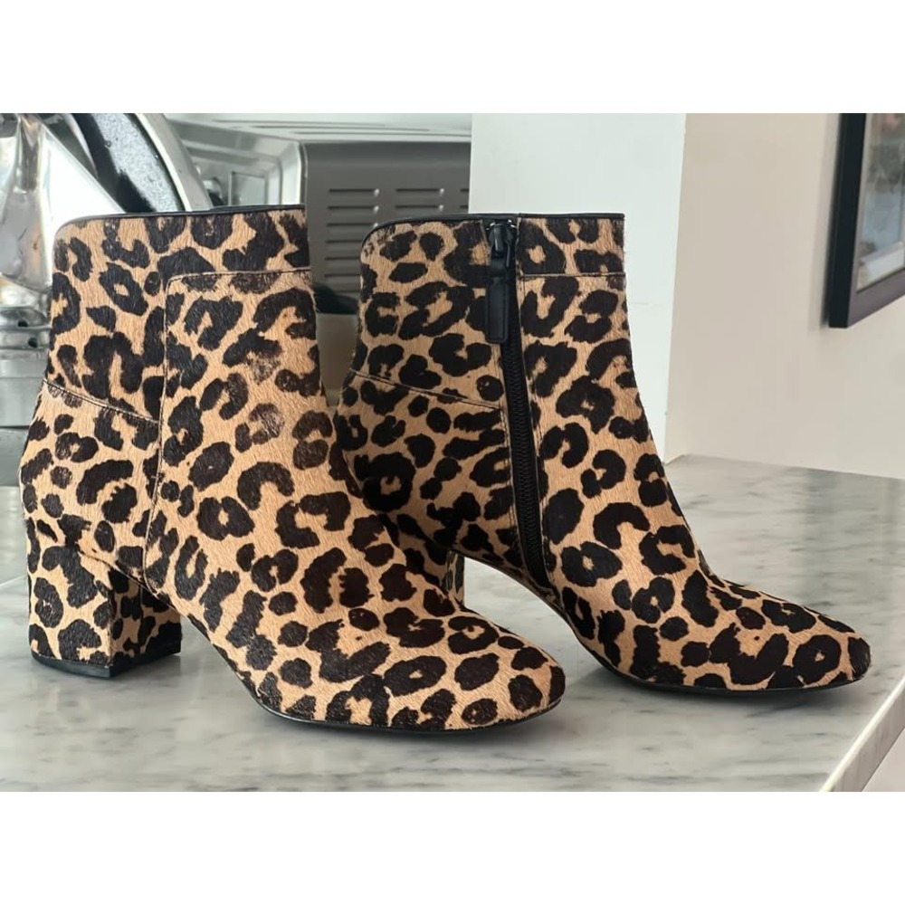 Cole Haan Leopard Calf Hair Ankle Boots 6.5 Mob Wife Indie Sleaze Block Heel